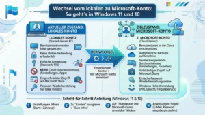 Wechsel vom lokalen zu Microsoft-Konto: So geht’s in Windows 11 und 10