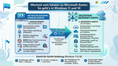 Wechsel vom lokalen zu Microsoft-Konto: So geht’s in Windows 11 und 10