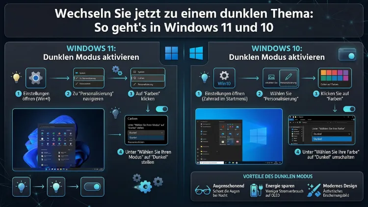 Wechseln Sie jetzt zu einem dunklen Thema: So geht’s in Windows 11 und 10