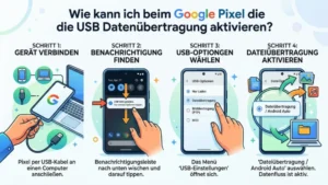 Wie kann ich beim Google Pixel die USB Datenübertragung aktivieren?