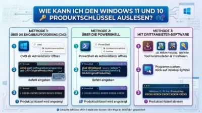 Wie kann ich den Windows 11 und 10 Produktschlüssel auslesen?