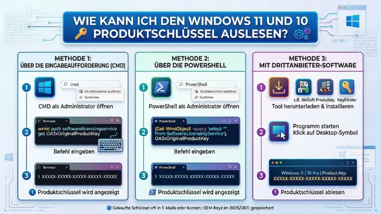 Wie kann ich den Windows 11 und 10 Produktschlüssel auslesen?