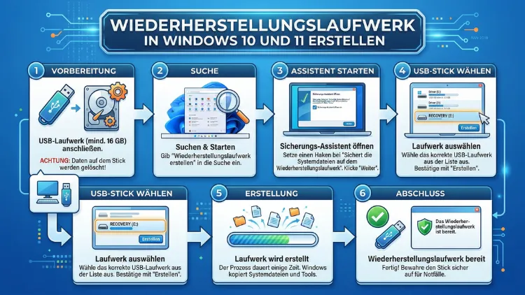 Wiederherstellungslaufwerk in Windows 10 und 11 erstellen