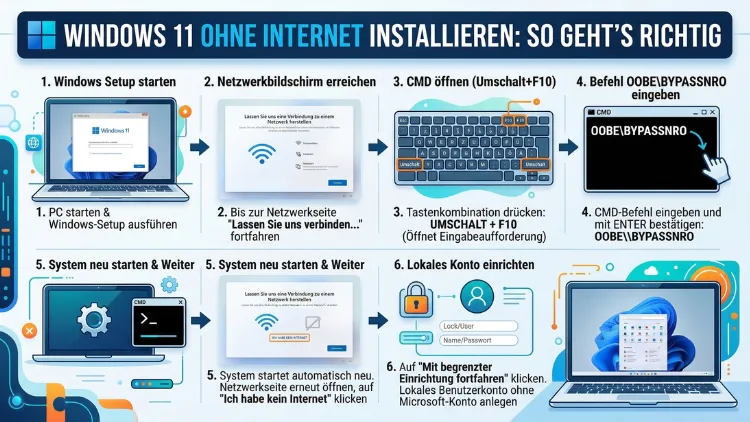 Windows 11 ohne Internet installieren: So geht’s richtig