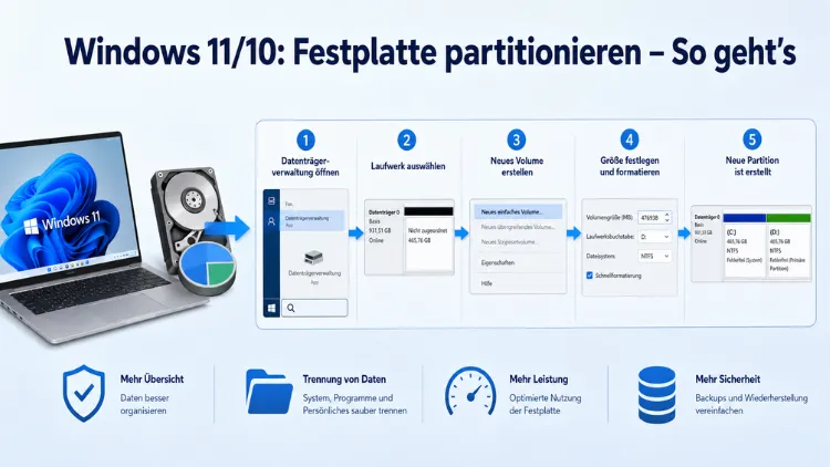 Festplatte partitionieren: So geht es in Windows 10 und 11
