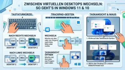Zwischen virtuellen Desktops wechseln: So geht’s in Windows 11 und 10
