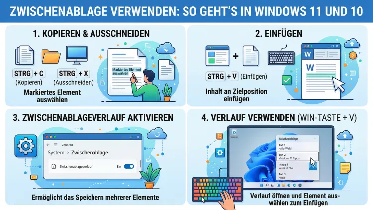 Zwischenablage verwenden: So geht’s in Windows 11 und 10