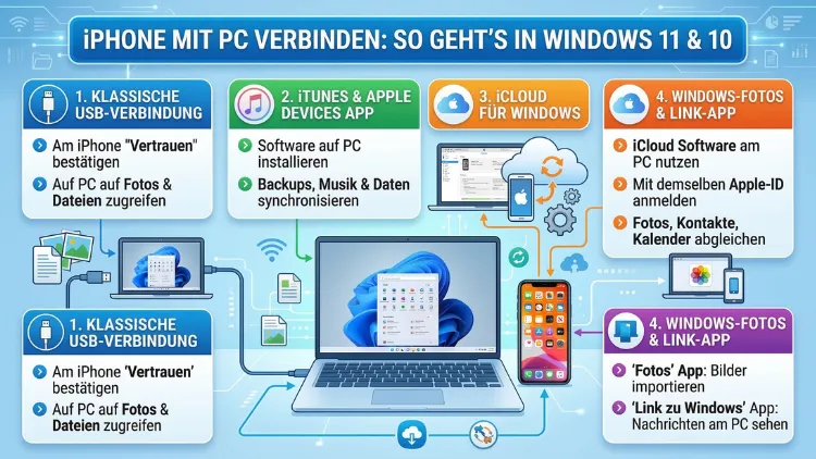 iPhone mit PC verbinden: So geht’s in Windows 11 und 10