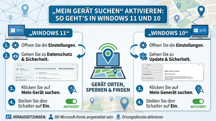 „Mein Gerät suchen“ aktivieren: So geht’s in Windows 11 und 10