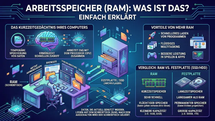 Arbeitsspeicher (RAM): Was ist das? Einfach erklärt