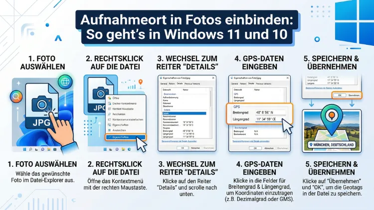Aufnahmeort in Fotos einbinden: So geht’s in Windows 11 und 10