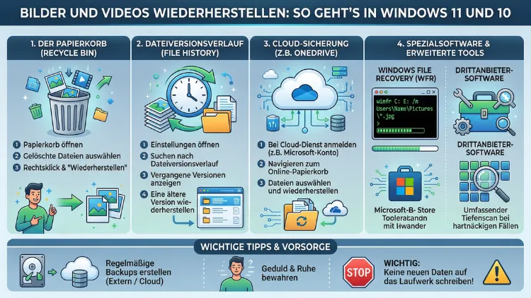 Bilder und Videos wiederherstellen: So geht’s in Windows 11 und 10
