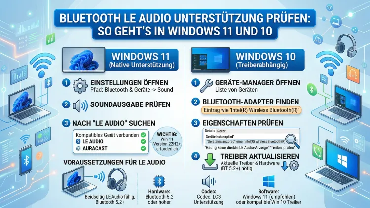 Bluetooth LE Audio Unterstützung prüfen: So geht’s in Windows 11 und 10