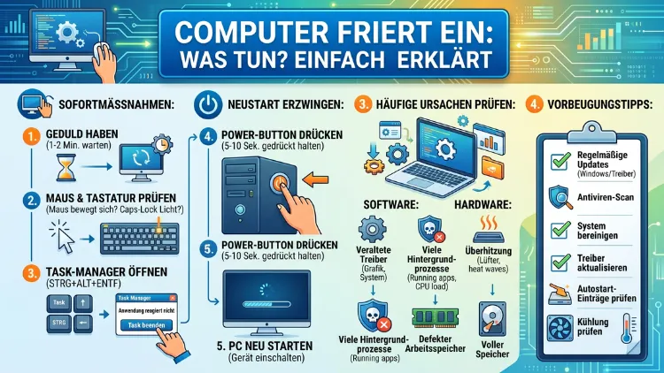 Computer friert ein: Was tun? Einfach erklärt