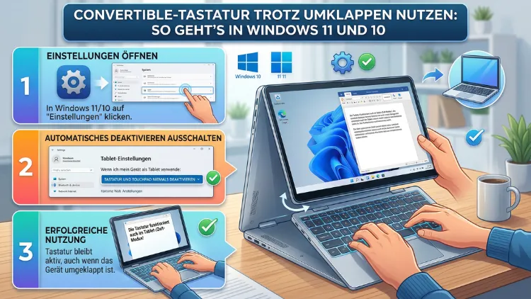 Convertible-Tastatur trotz Umklappen nutzen: So geht’s in Windows 11 und 10