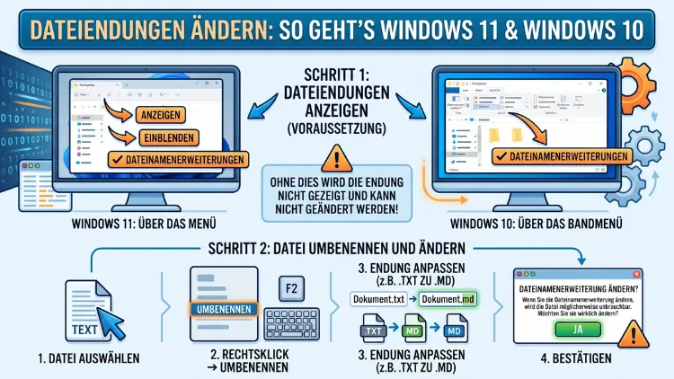 Dateiendungen ändern: So geht’s in Windows 11 und Windows 10