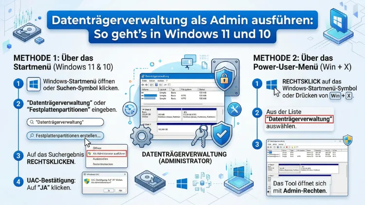 Datenträgerverwaltung als Admin ausführen: So geht’s in Windows 11 und 10