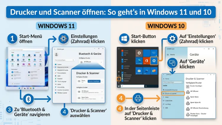 Drucker und Scanner öffnen: So geht’s in Windows 11 und 10