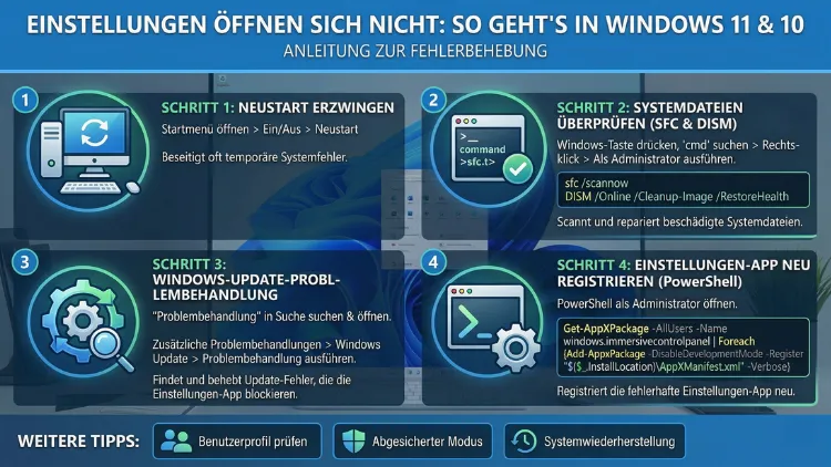 Einstellungen öffnen sich nicht: So geht’s in Windows 11 und 10