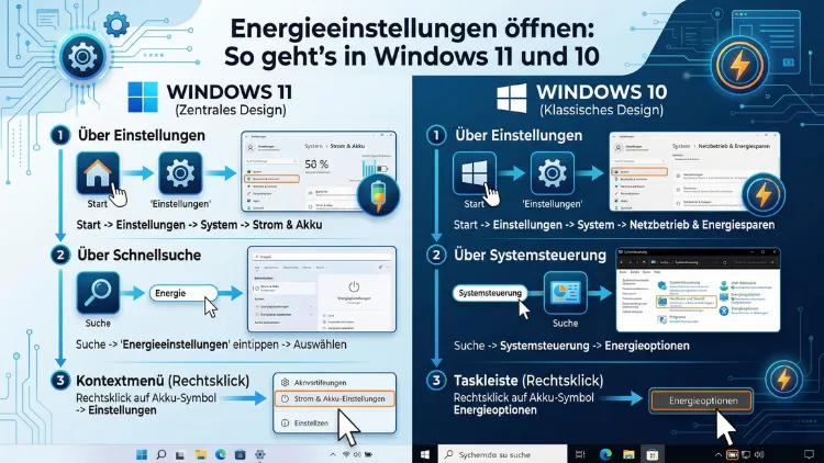 Energieeinstellungen öffnen: So geht’s in Windows 11 und 10