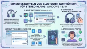 Erneutes Koppeln von Bluetooth-Kopfhörern für Stereo-Klang: So geht’s in Windows 11 und 10