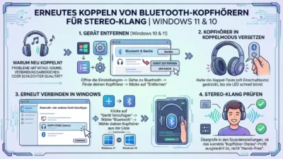 Erneutes Koppeln von Bluetooth-Kopfhörern für Stereo-Klang: So geht’s in Windows 11 und 10