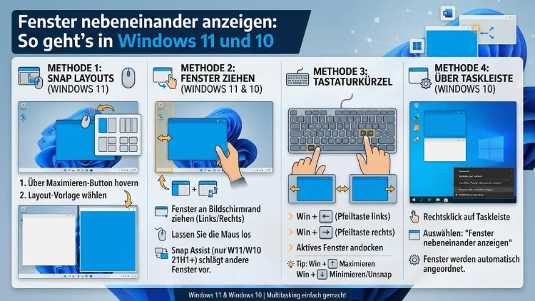 Fenster nebeneinander anzeigen: So geht’s in Windows 11 und 10