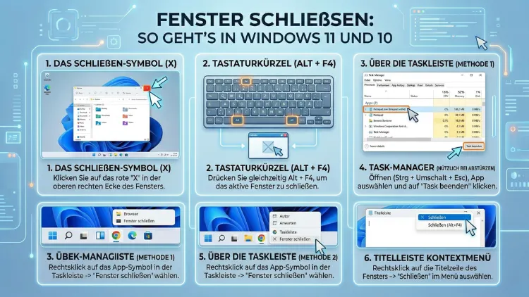 Fenster schließen: So geht’s in Windows 11 und 10