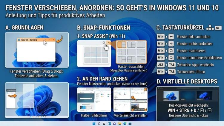 Fenster verschieben, anordnen: So geht’s in Windows 11 und 10
