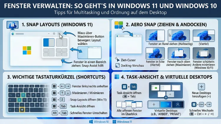 Fenster verwalten: So geht’s in Windows 11 und Windows 10