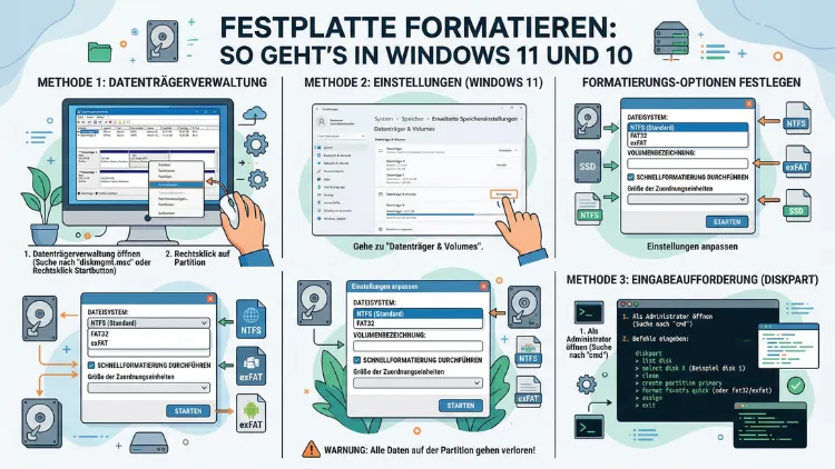 Festplatte formatieren: So geht’s in Windows 11 und 10