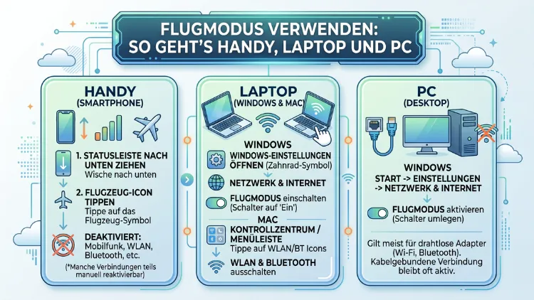 Flugmodus verwenden: So geht’s Handy, Laptop und PC