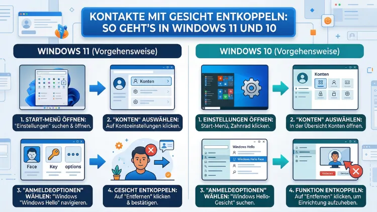 Kontakte mit Gesicht entkoppeln: So geht’s in Windows 11 und 10