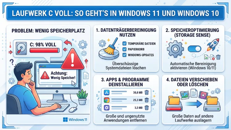Laufwerk C voll: So geht’s in Windows 11 und Windows 10