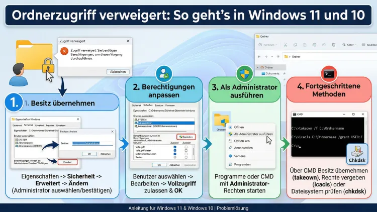 Ordnerzugriff verweigert: So geht’s in Windows 11 und 10
