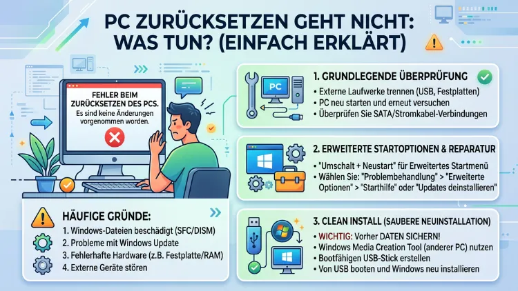 PC zurücksetzen geht nicht: Was tun? Einfach erklärt