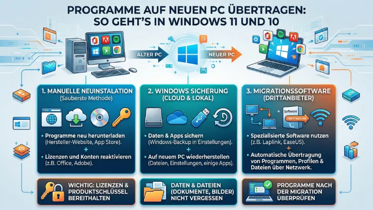 Programme auf neuen PC übertragen: So geht’s in Windows 11 und 10