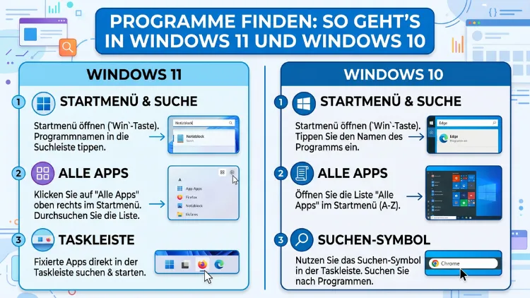 Programme finden: So geht’s in Windows 11 und Windows 10