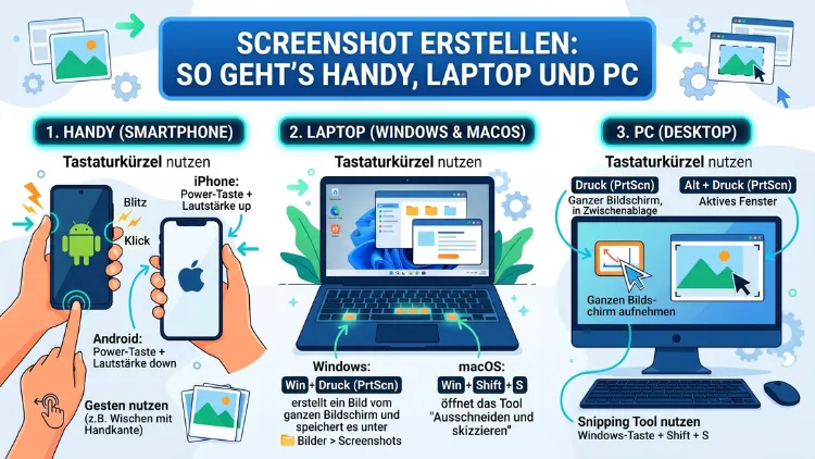 Screenshot erstellen: So geht’s Handy, Laptop und PC