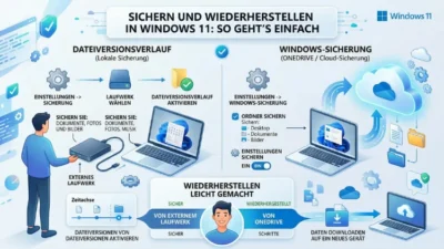 Sichern und Wiederherstellen in Windows 11: So geht’s einfach