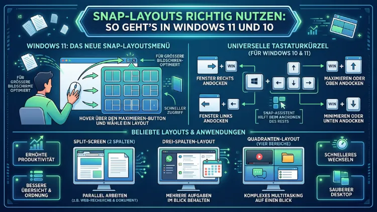 Snap-Layouts richtig nutzen: So geht’s in Windows 11 und 10