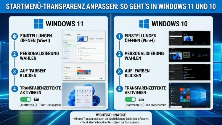 Startmenü-Transparenz anpassen: So geht’s in Windows 11 und 10