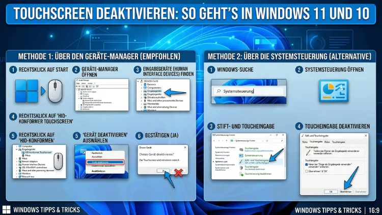 Touchscreen deaktivieren: So geht’s in Windows 11 und 10