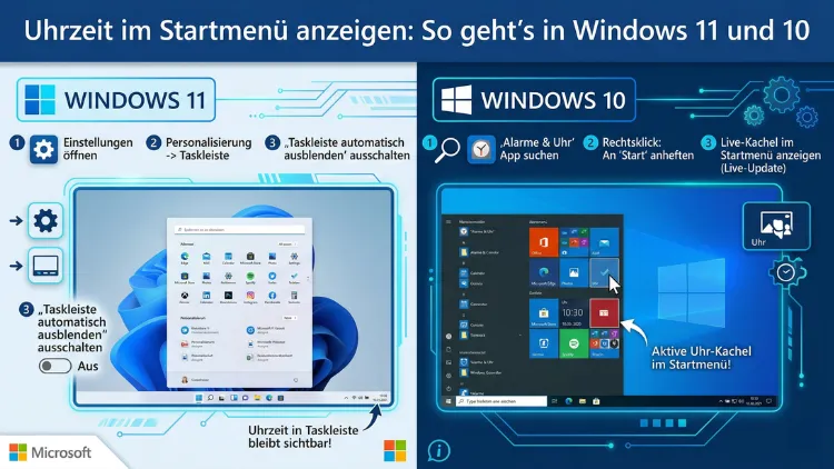 Uhrzeit im Startmenü anzeigen: So geht’s in Windows 11 und 10