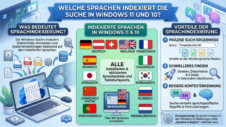 Welche Sprachen indexiert die Suche in Windows 11 und 10?