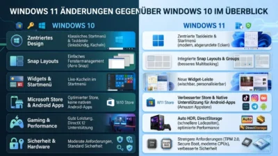 Windows 11 Änderungen gegenüber Windows 10 im Überblick