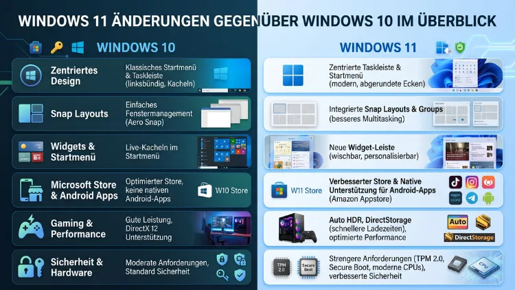 Windows 11 Änderungen gegenüber Windows 10 im Überblick