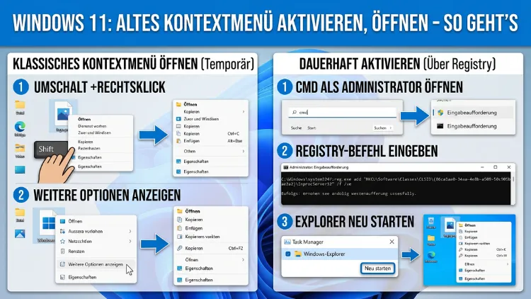 Windows 11: Altes Kontextmenü aktivieren, öffnen – So geht’s