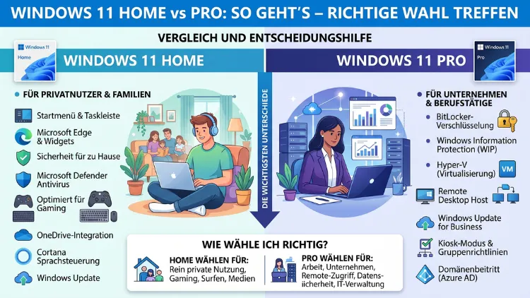 Windows 11 Home vs Pro: So geht’s – richtige Wahl treffen