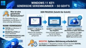 Windows 11 Key: Generische Seriennummer – So geht’s